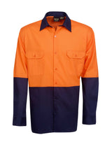 Hi Vis Long Sleeve Two Tone Cotton Twill Shirt