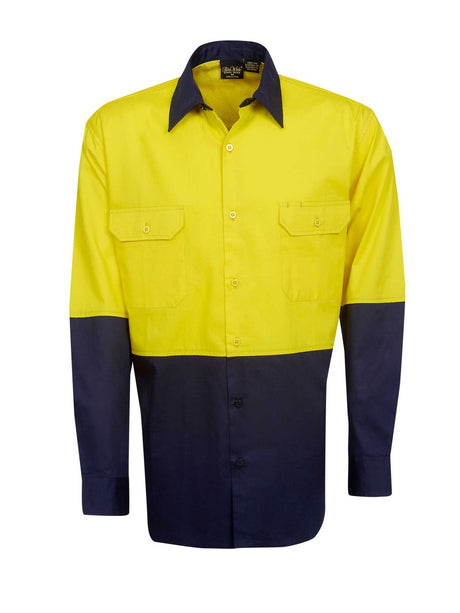 Hi Vis Long Sleeve Two Tone Cotton Twill Shirt