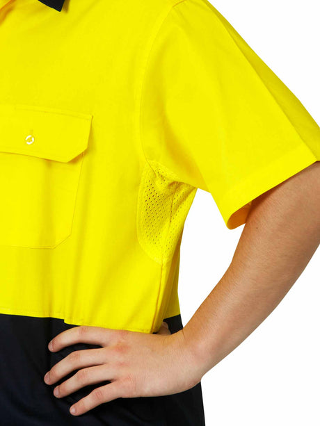 Hi Vis Short Sleeve Two Tone Cotton Twill Shirt