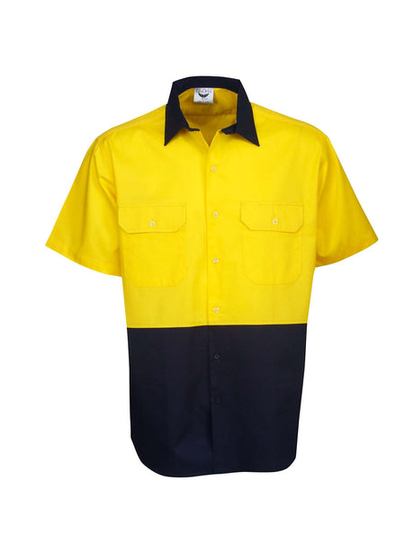 Hi Vis Short Sleeve Two Tone Cotton Twill Shirt