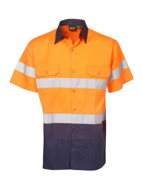 Hi Vis Short Sleeve Two Tone Cotton Twill Shirt With Taping