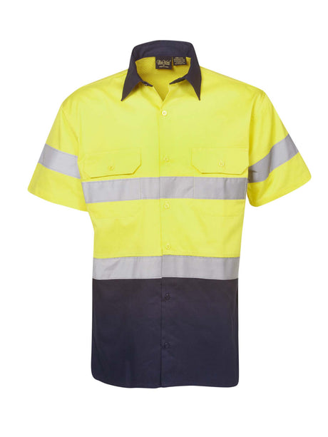 Hi Vis Short Sleeve Two Tone Cotton Twill Shirt With Taping