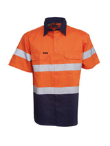 Hi Vis Short Sleeve Two Tone Cotton Drill Shirt With Taping