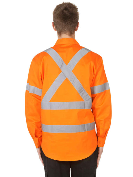 Hi Vis Long Sleeve Cotton Twill Shirt With X Back Taping