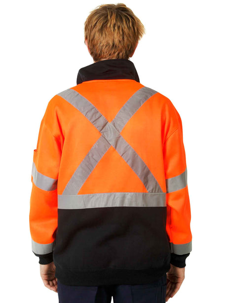 Hi Vis 'X' Back Day/Night Fleecy 1/2 Zip Jumper