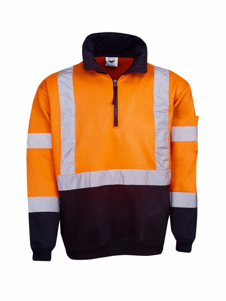 Hi Vis 'X' Back Day/Night Fleecy 1/2 Zip Jumper