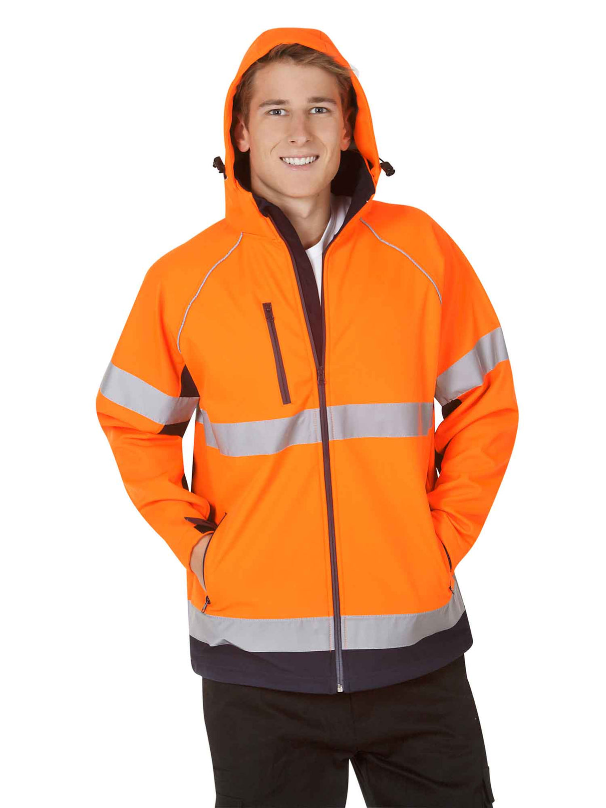 Hi Vis Hooded Soft Shell Day/Night Use Jacket