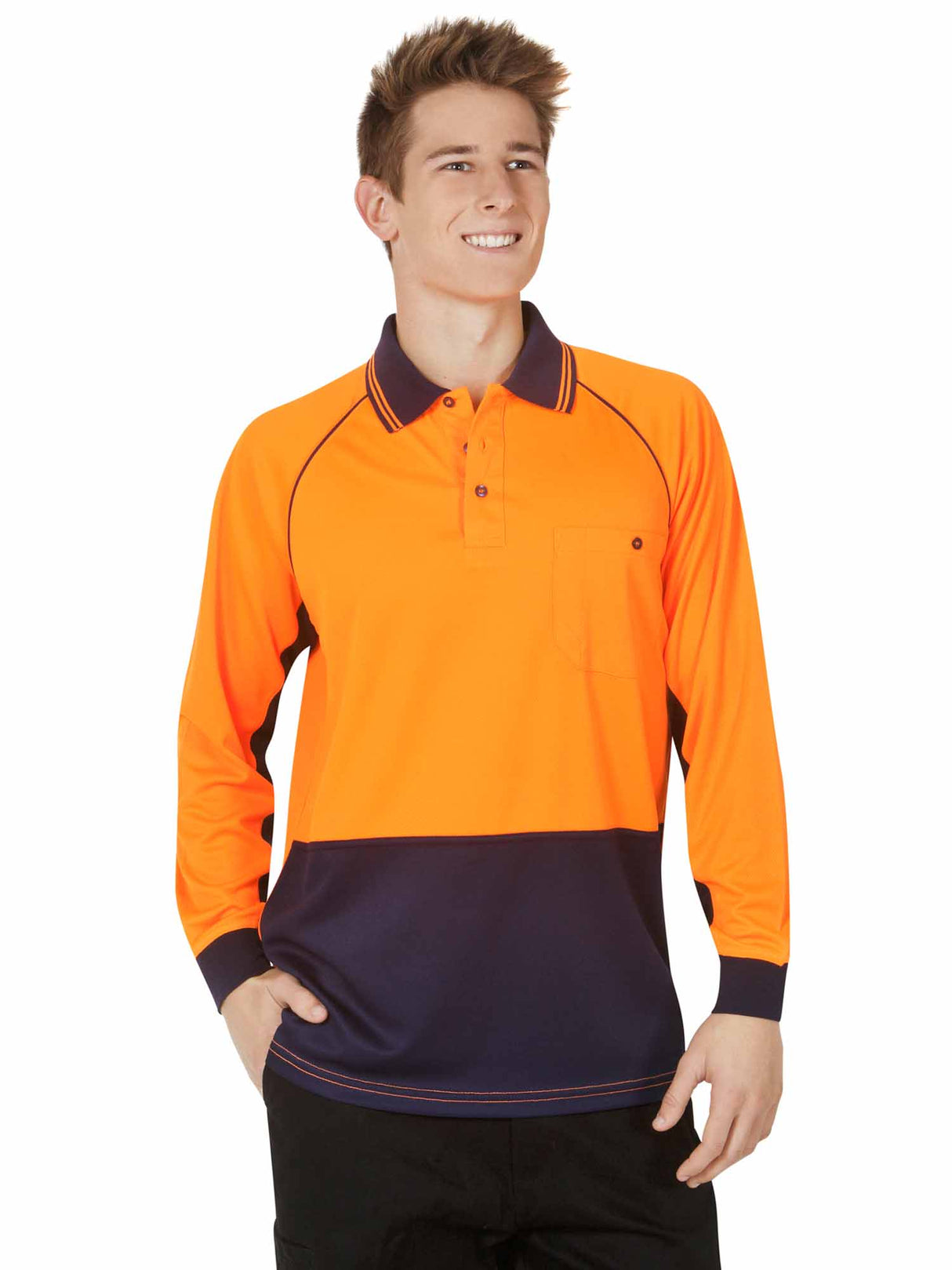 Hi Vis Raglan Long Sleeve Polo