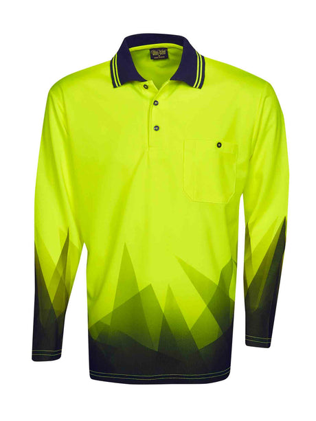 Triangular Design Hi Vis Long Sleeve Polo