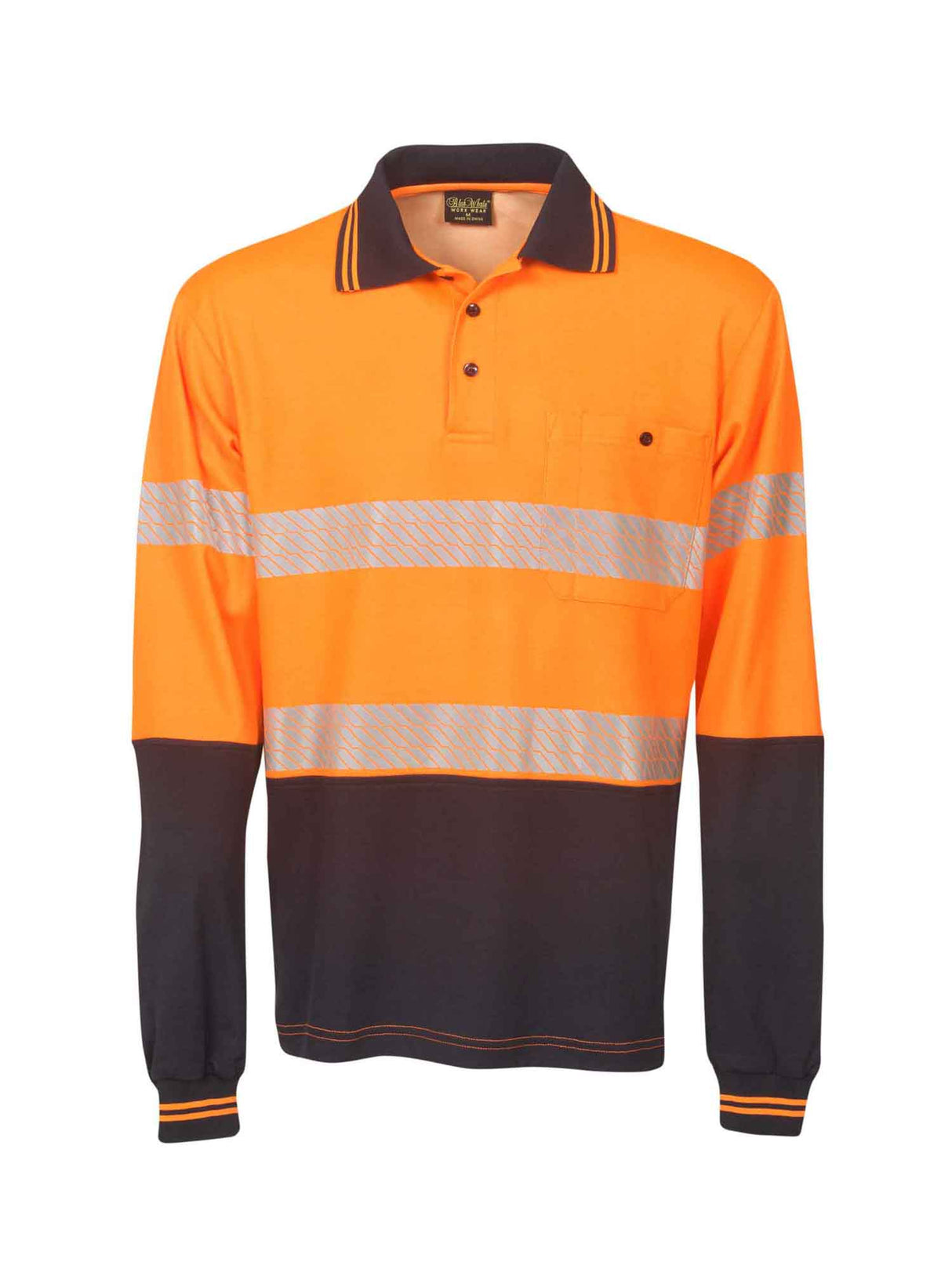 Segment Taped Cotton Back Long Sleeve Polo