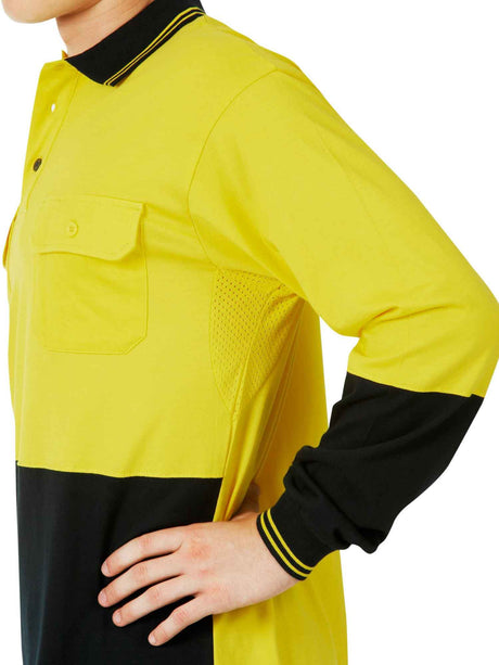 100% Cotton Hi Vis Long Sleeve Polo