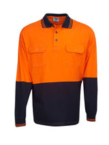 100% Cotton Hi Vis Long Sleeve Polo