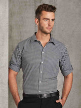 Mens Check Long Sleeve Shirt with Roll-Up Sleeve Tab