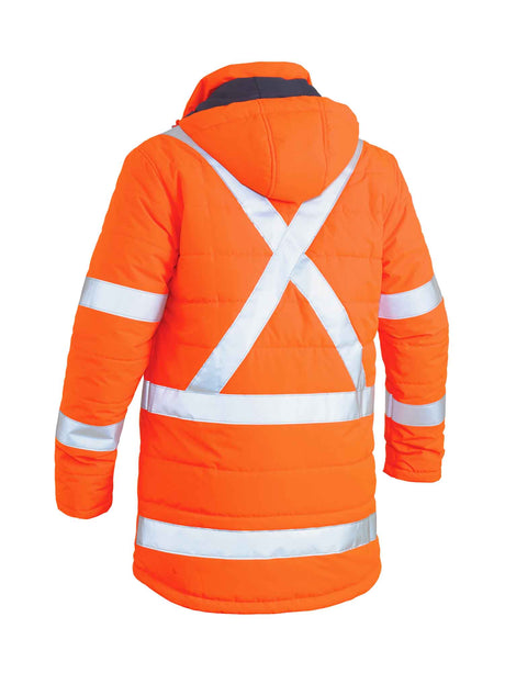 Mens Taped Hi Vis Puffer Jacket with X Back
