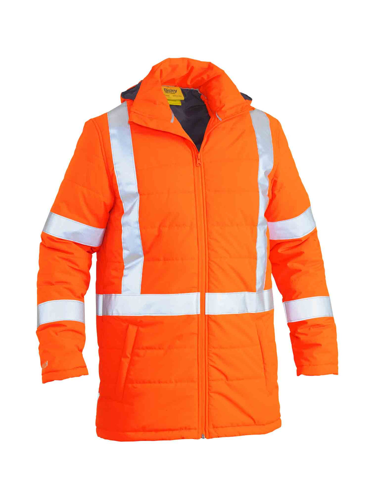 Mens Taped Hi Vis Puffer Jacket with X Back