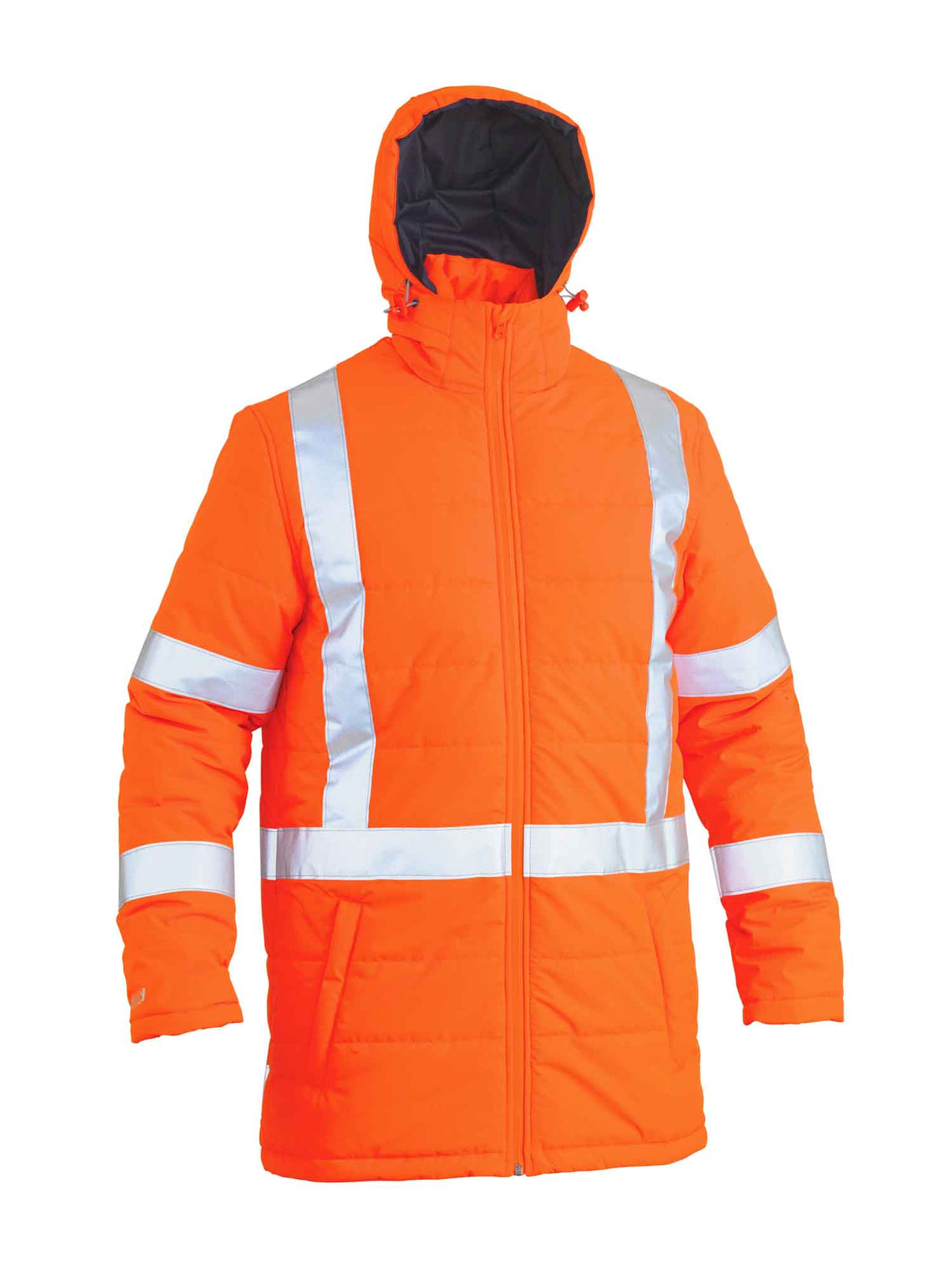 Mens Taped Hi Vis Puffer Jacket with X Back