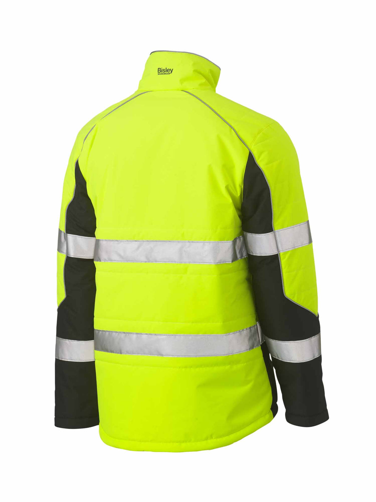 Mens Taped Hi Vis Puffer Jacket with Stand Collar