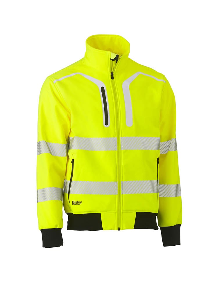 Mens Taped Hi Vis Soft Shell Bomber Jacket