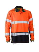 Mens Taped Hi Vis Polyester Mesh Long Sleeve Polo