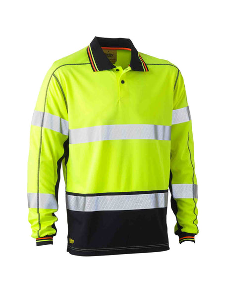 Mens Taped Hi Vis Polyester Mesh Long Sleeve Polo