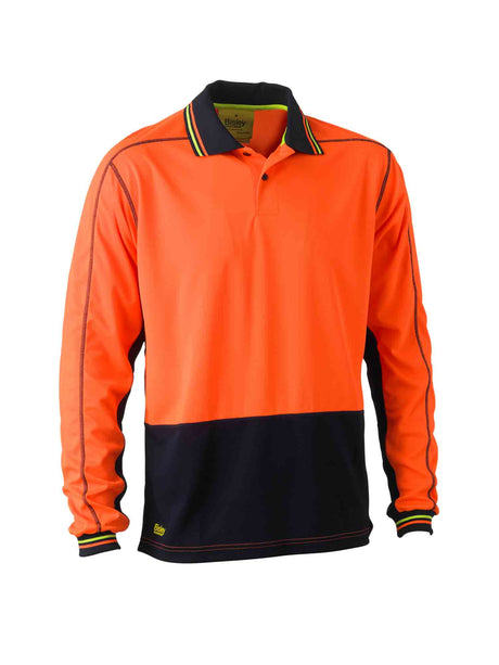 Mens Hi Vis Polyester Mesh Long Sleeve Polo