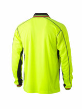 Mens Hi Vis Polyester Mesh Long Sleeve Polo