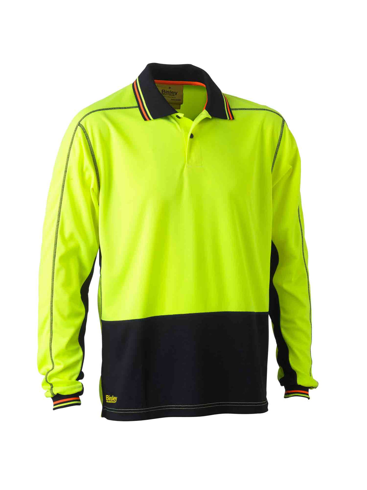 Mens Hi Vis Polyester Mesh Long Sleeve Polo