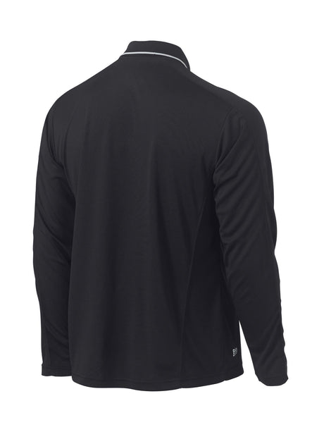 Mens Long Sleeve Cool Mesh Polo with Reflective Piping