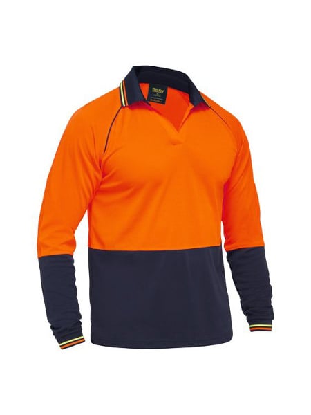 Mens Recycle Two Tone Hi Vis Long Sleeve Polo