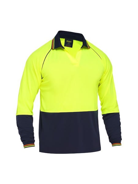 Mens Recycle Two Tone Hi Vis Long Sleeve Polo