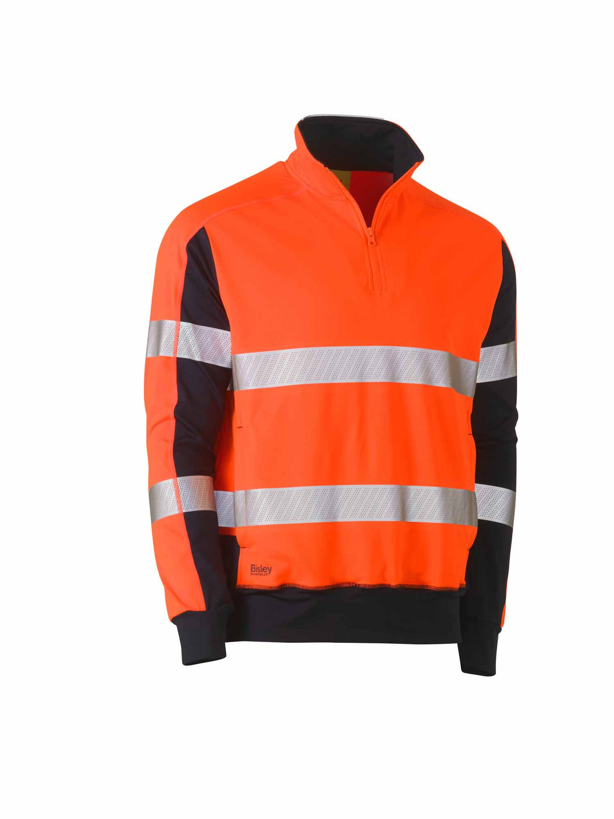 Mens Taped Two Tone Hi Vis Contrast Stretchy 1/4 Zip Pullover