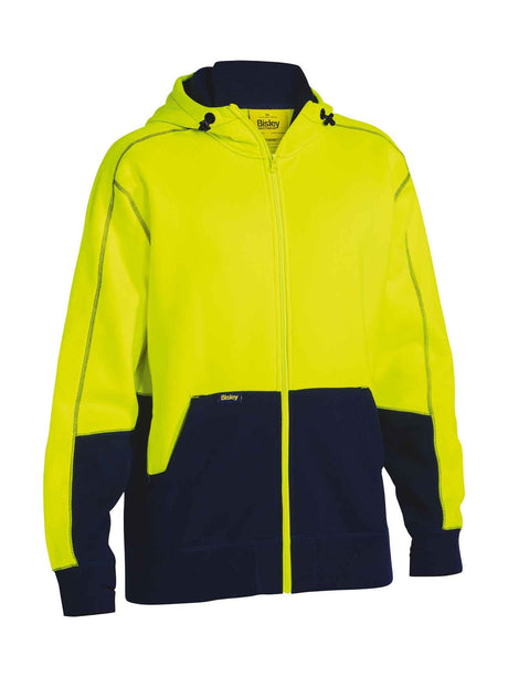 Mens Hi Vis Zip Front Fleece Hoodie