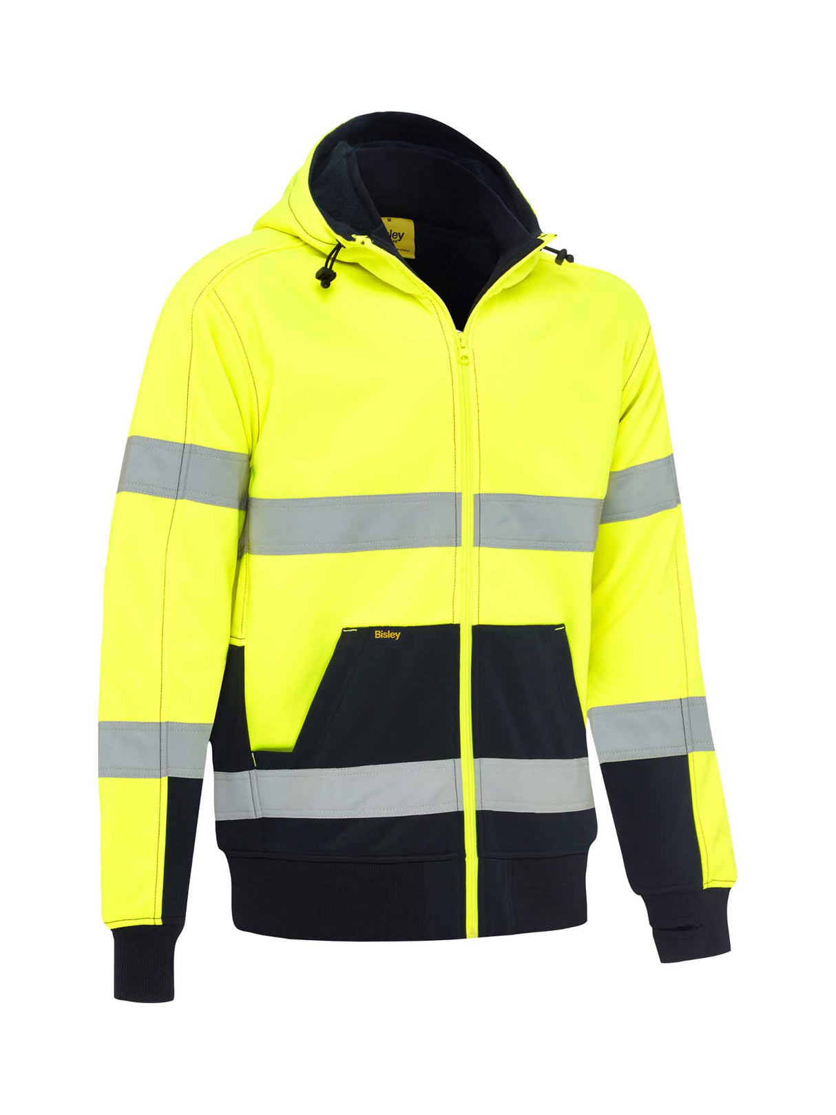 Mens Taped Hi Vis Fleece Hoodie with Sherpa Lining