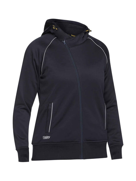 Ladies Fleece Zip Front Hoodie With Sherpa Lining