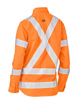 Ladies Long Sleeve X Taped Biomotion Hi Vis Cool Lightweight Drill Shirt