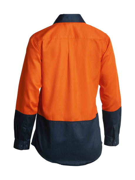 Ladies Long Sleeve Hi Vis Drill Contrast Shirt