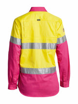 Ladies Long Sleeve Taped Hi Vis Cool Lightweight Drill Shirt