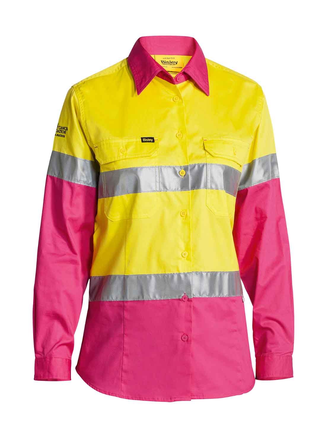 Ladies Long Sleeve Taped Hi Vis Cool Lightweight Drill Shirt