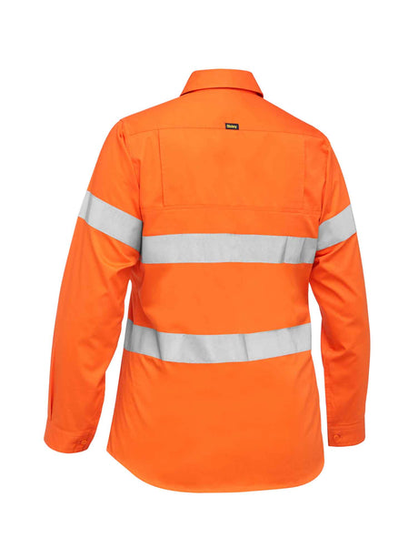 Ladies Long Sleeve Taped Hi Vis Cool Lightweight Drill Shirt