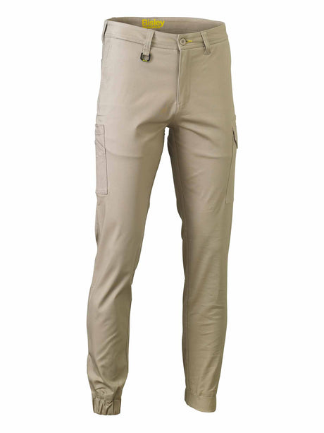 Mens Stretch Cotton Drill Cargo Cuffed Pants