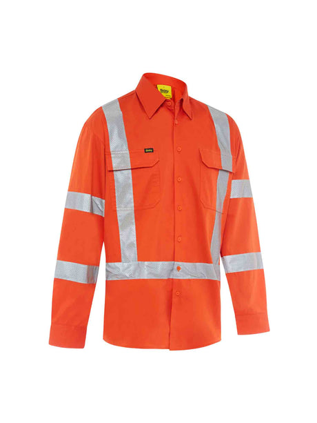 Mens Long Sleeve X Taped Biomotion Hi Vis Cool Lightweight Drill Shirt