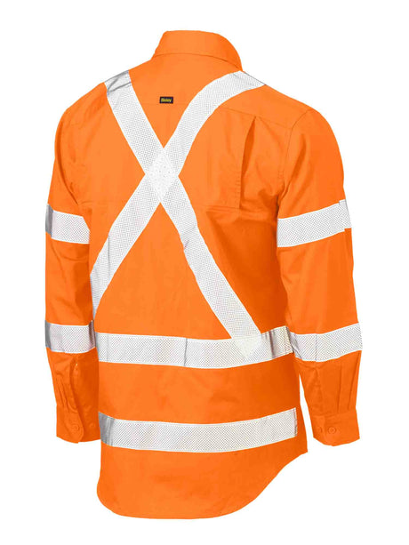 Mens Long Sleeve X Taped Biomotion Hi Vis Cool Lightweight Drill Shirt