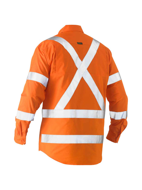 Mens Long Sleeve Recycle X Taped Hi Vis Drill Shirt