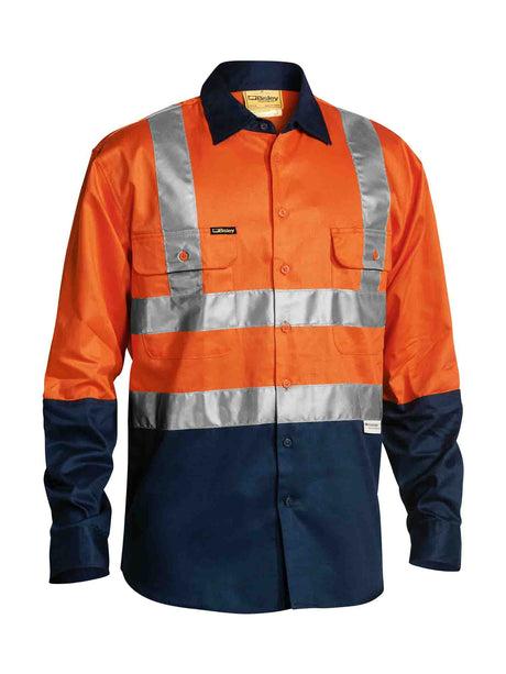 Mens Long Sleeve Taped H Pattern Hi Vis Drill Contrast Shirt