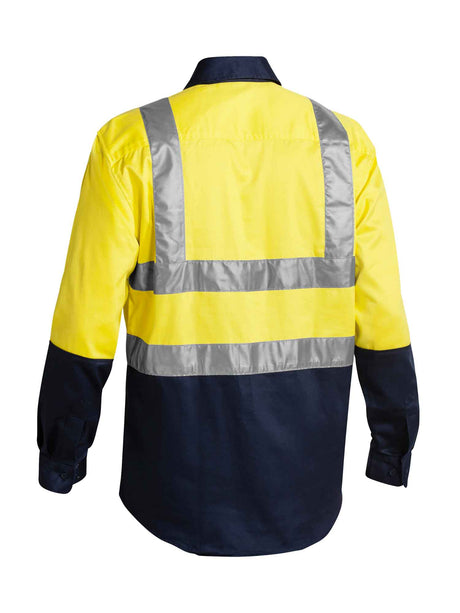 Mens Long Sleeve Taped H Pattern Hi Vis Drill Contrast Shirt