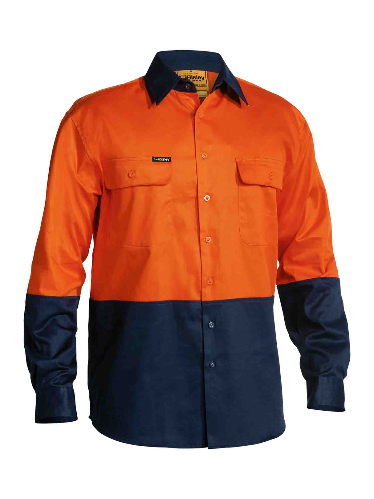 Mens Long Sleeve Hi Vis Drill Contrast Shirt