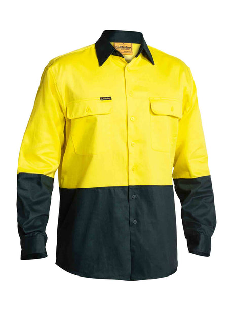 Mens Long Sleeve Hi Vis Drill Contrast Shirt