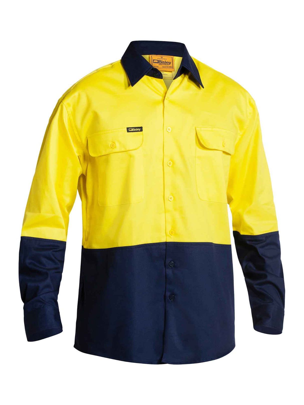 Mens Long Sleeve Hi Vis Drill Contrast Shirt