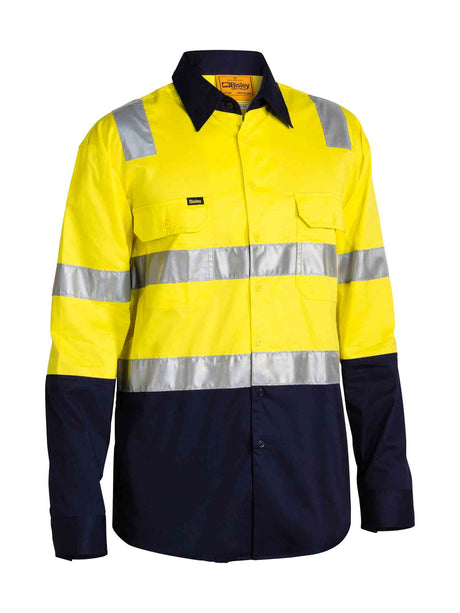 Mens Long Sleeve Taped Hi Vis Cool Lightweight Shirt With Shoulder Tape