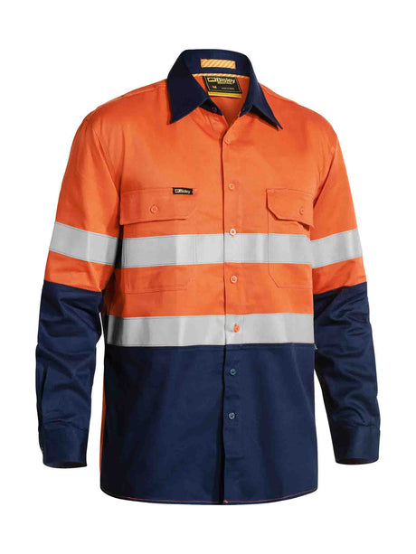 Mens Long Sleeve Taped Hi Vis Industrial Cool Vented Shirt